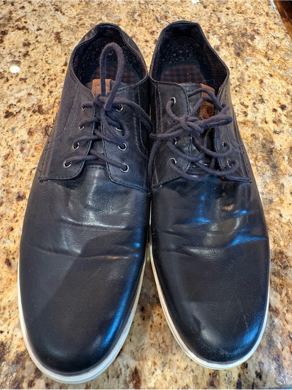 Ben Sherman Black Leather Derby Shoes with Contrasting White Sole - Picture 4 of 6